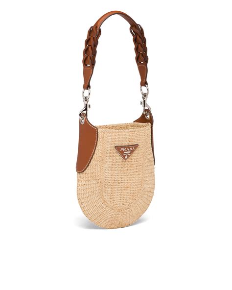 prada raffia leather bag